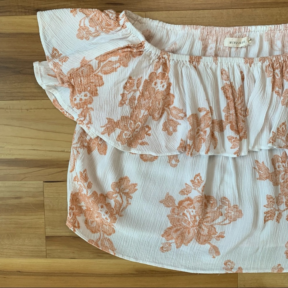 Mind Code Floral Print Off-Shoulder Ruffle Top - Picture 2 of 8
